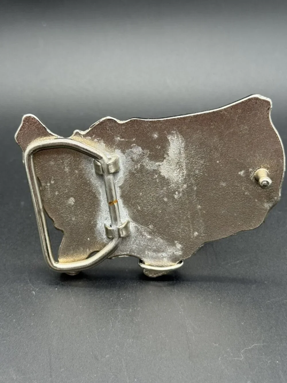 Redneck USA Map Belt Buckle Pewter & Enamel